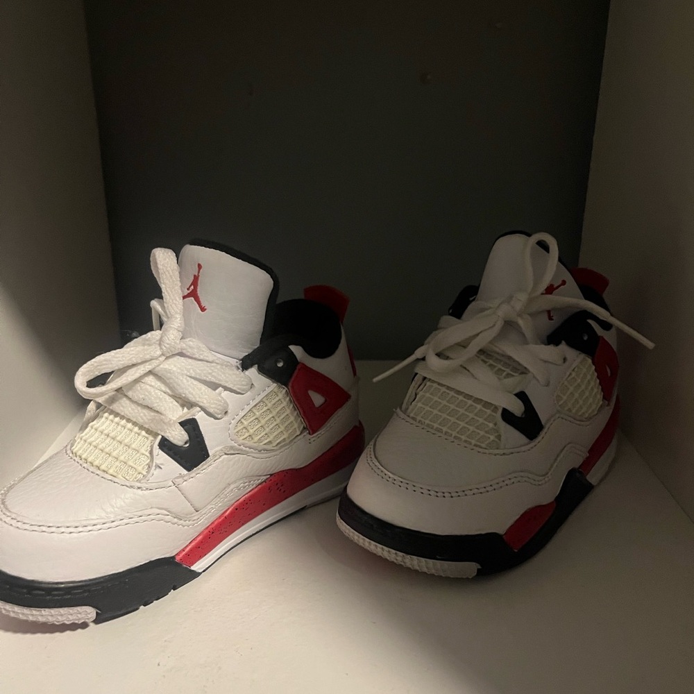 Jordan Kids White and Red Sneakers